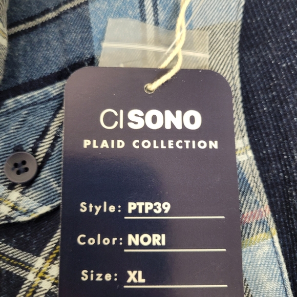 Ci Sono Plaid NORI Blue Plaid Button Down Shirt Nwt - Picture 7 of 12